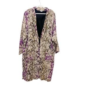 VTG Artsy Lagenlook Boho Women Maxi Jacket One Size Tan Art To Wear Lagom Hippie